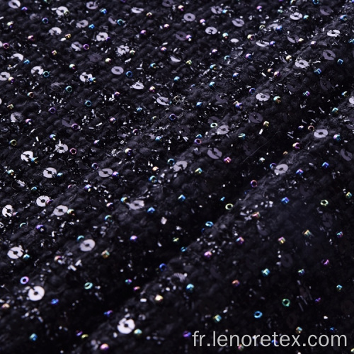 Tissu Tweed Paillettes métallisée métallique tissé 100% polyester